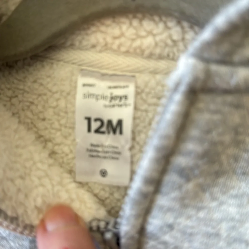 Simple Joys by Carters Baby Boy Gray Sherpa Lined Hooded Winter Coat Ears 12M